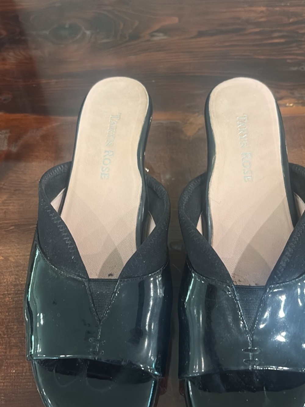 Taryn Rose Black Patent Mule Slides